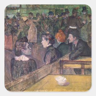 Pegatina Cuadrada Henri de Toulouse-Lautrec   En el Moulin de la Ga