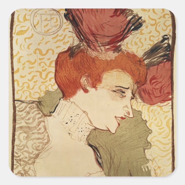 Pegatina Cuadrada Henri de Toulouse-Lautrec | Mlle. Marcelle Lender, (Anverso)