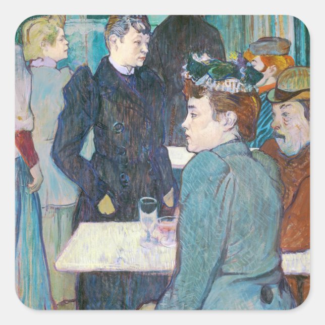Pegatina Cuadrada Henri de Toulouse-Lautrec | Moulin de la Galette (Anverso)