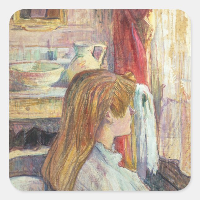 Pegatina Cuadrada Henri de Toulouse-Lautrec | Mujer en la ventana, 1 (Anverso)