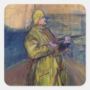 Pegatina Cuadrada Henri de Toulouse-Lautrec   Retrato de Monsieur M