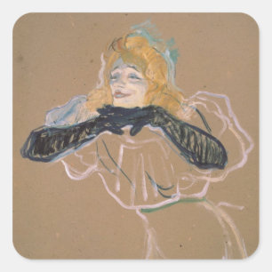 Pegatina Cuadrada Henri de Toulouse-Lautrec   Yvette Guilbert singi