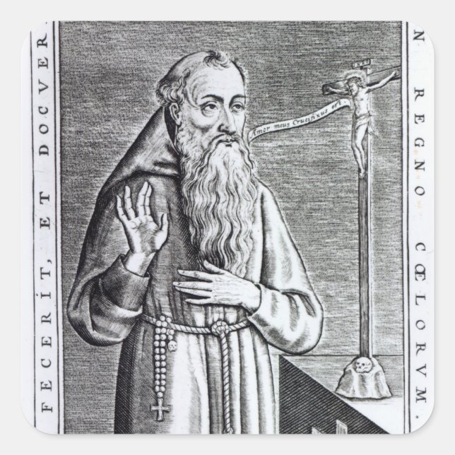 Pegatina Cuadrada Henri, Duc de Joyeuse, conocido como el padre Ange (Anverso)