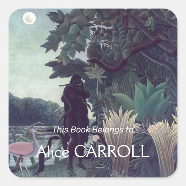 Pegatina Cuadrada Henri Rousseau - El encantador de serpientes (Anverso)