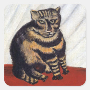 Pegatina Cuadrada Henri Rousseau - El gato tigre ( Le Chat Tigre )