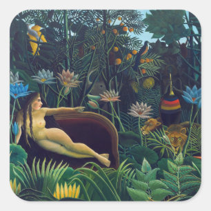 Pegatina Cuadrada Henri Rousseau - El Sueño / Le Reve