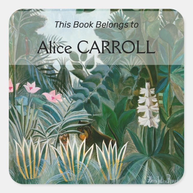 Pegatina Cuadrada Henri Rousseau - La jungla ecuatorial (Anverso)