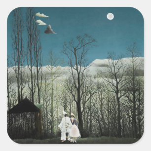 Pegatina Cuadrada Henri Rousseau - Noche de Carnaval