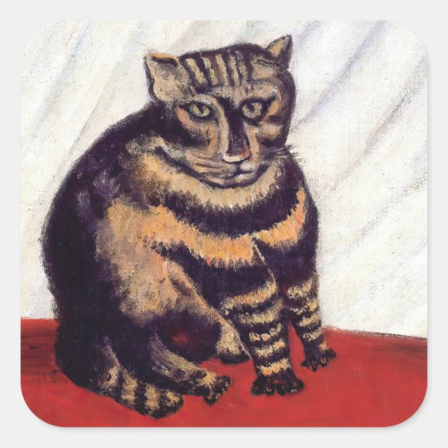 Pegatina Cuadrada Henri Rousseau - The Tabby (Anverso)