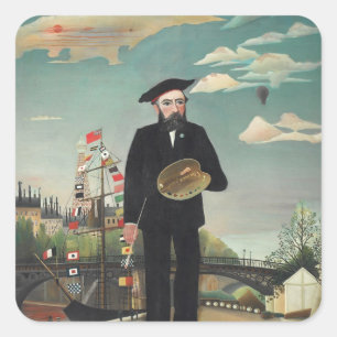 Pegatina Cuadrada Henri Rousseau - Yo mismo