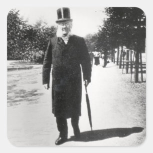 Pegatina Cuadrada Henrik Ibsen (1828-1906) en Oslo, 1896 (foto de