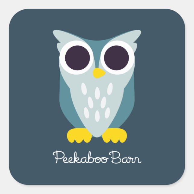 Pegatina Cuadrada Henry el búho (Anverso)