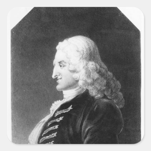 Pegatina Cuadrada Henry Fielding grabado por Samuel Freeman (Anverso)