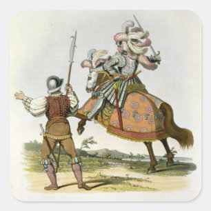 Pegatina Cuadrada Henry VII, rey de Inglaterra (1457-1509) y de un