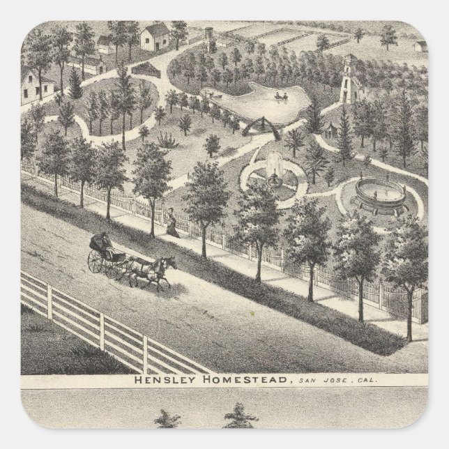 Pegatina Cuadrada Hensley, residencias de los Beans (Anverso)