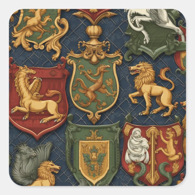 Pegatina Cuadrada Heralgia renacentista (Anverso)