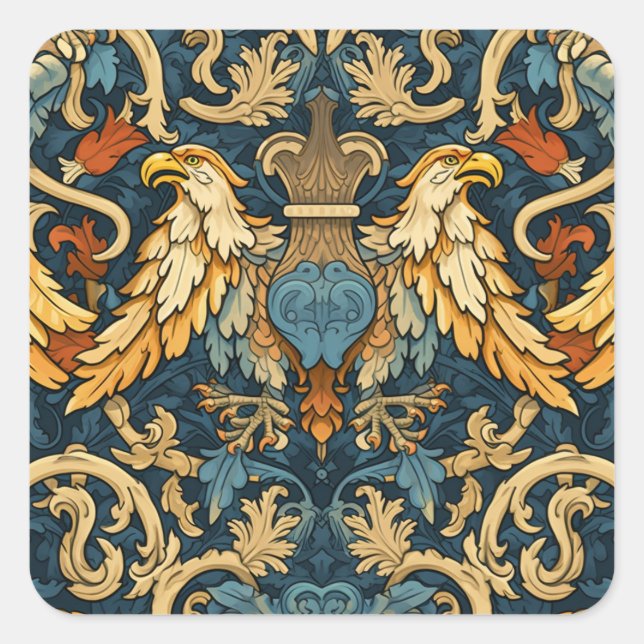 Pegatina Cuadrada Heralgia renacentista (Anverso)