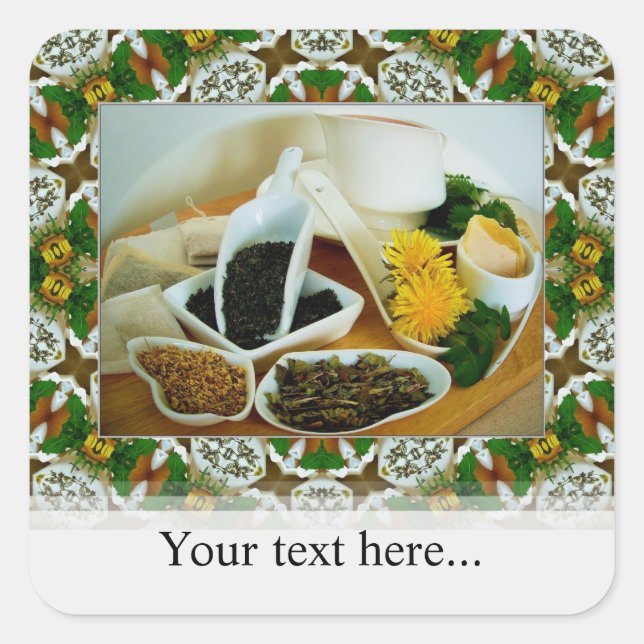 Pegatina Cuadrada HERBAL TEATIME # 2 ~ Sellador de sobres cuadrado (Anverso)