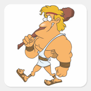 Pegatina Cuadrada Hércules de dibujos animados héroe de la mitología