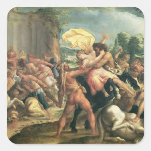 Pegatina Cuadrada Hércules, Deianeira y el centaur Eurytion