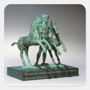 Pegatina Cuadrada Hércules que somete los caballos de Diomedes,