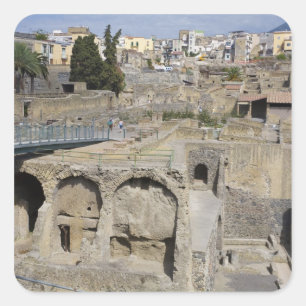 Pegatina Cuadrada Herculium, Ercolano, Campania, Italia