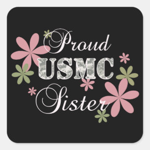 Pegatina Cuadrada Hermana de USMC [fl camo]