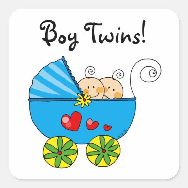 Pegatina Cuadrada Hermanas de bebé (Anverso)