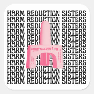 Pegatina Cuadrada Hermanas de Reducción de Daños Pink Narcan