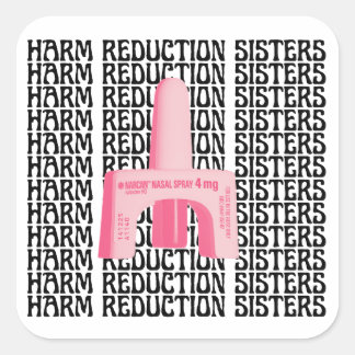Pegatina Cuadrada Hermanas de Reducción de Daños Pink Narcan