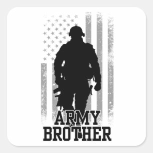 Pegatina Cuadrada Hermano del Ejército