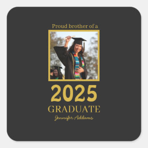 Pegatina Cuadrada Hermano graduado orgulloso personalizado