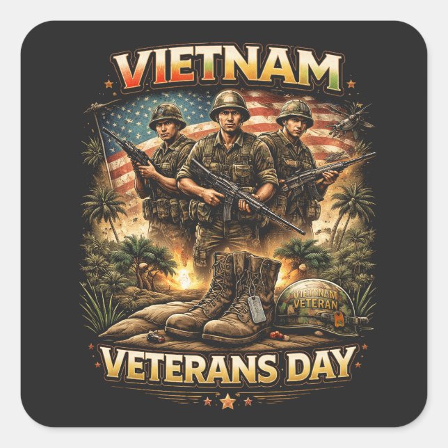 Pegatina Cuadrada Hermanos de Vietnam (Anverso)