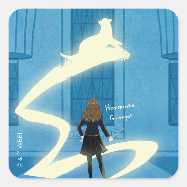 Pegatina Cuadrada Hermione Granger Patronus Painting (Anverso)