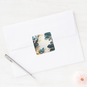 Pegatina Cuadrada Hermosa acuarela floral