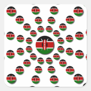 Pegatina Cuadrada Hermosa Bandera Circular Keniana: Un diseño radial