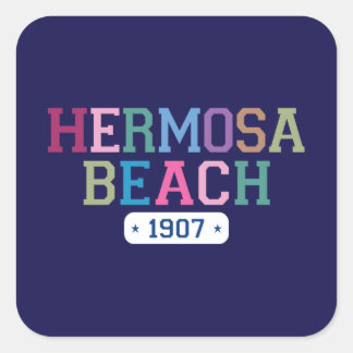 Pegatina Cuadrada Hermosa Beach 1907