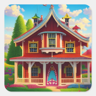 Pegatina Cuadrada Hermosa campiña campesina