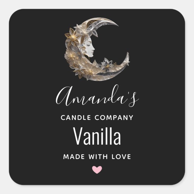 Pegatina Cuadrada Hermosa cara en el negocio de las velas lunares (Anverso)