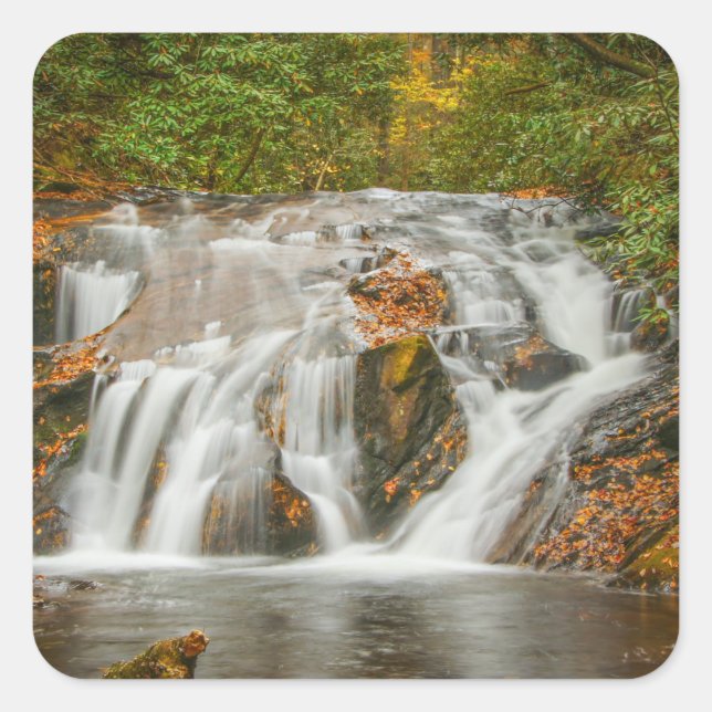 Pegatina Cuadrada Hermosa cascada de riachuelo Dukes en Georgia (Anverso)