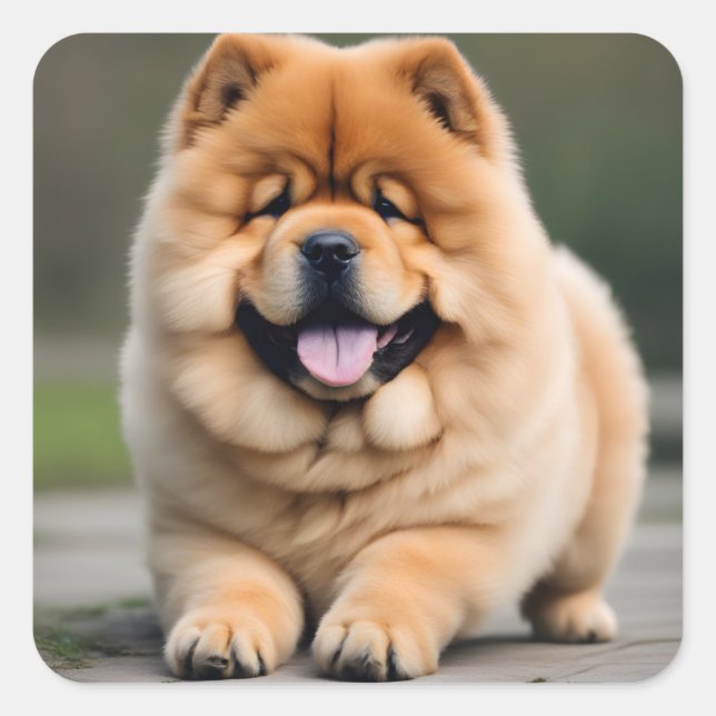 Pegatina Cuadrada Hermosa Chow Chow (Anverso)