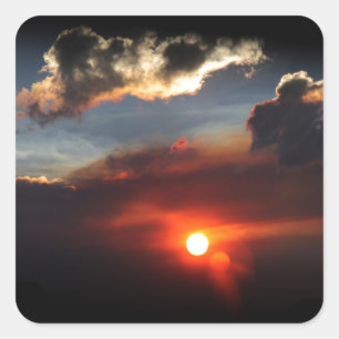 Pegatina Cuadrada hermosa foto de puesta de sol con humo