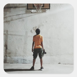 Pegatina Cuadrada Hermosa fotografía de baloncesto