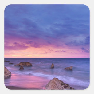 Pegatina Cuadrada Hermosa fotografía de la costa atardecer