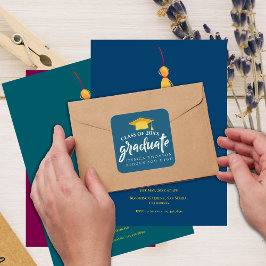 Pegatina Cuadrada Hermosa graduación de Gorra 2025 con el título de