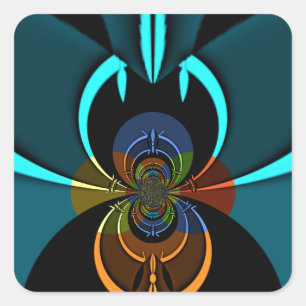 Pegatina Cuadrada Hermosa imagen de arte abstracto de cian