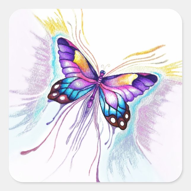 Pegatina Cuadrada Hermosa mariposa (Anverso)