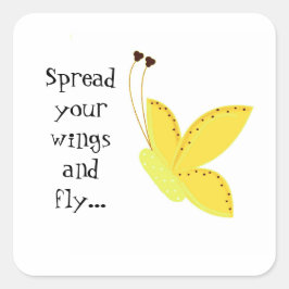 Pegatina Cuadrada Hermosa Mariposa con Frase