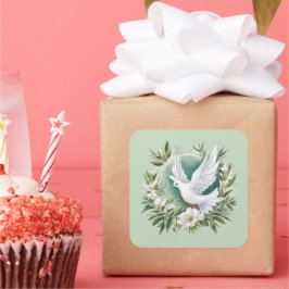 Pegatina Cuadrada Hermosa paloma blanca de la paz