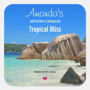 Pegatina Cuadrada Hermosa vela tropical de mar o jabón en negocio